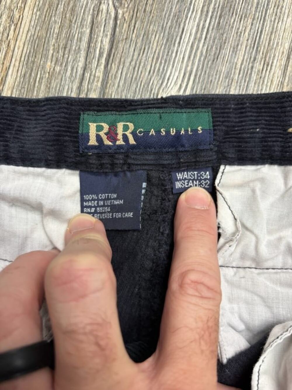 R&R Casuals Men's Corduroy Cargo Pants 34x32 Fader Black - Picture 3 of 7